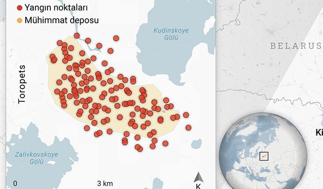 Rusya'nın Toropets şehrinde Ukrayna'nın İHA saldırısında çıkan yangın devam ediyor