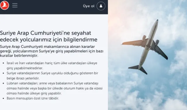 THY, Suriye'ye İran ve İsrail vatandaşlarını taşımayacak